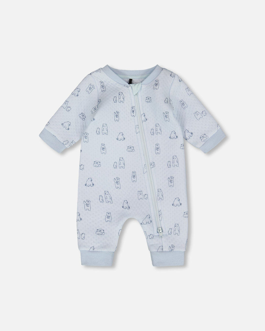 Organic Cotton One-Piece And Baby Romper Blue Bear Print-0