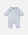 Organic Cotton One-Piece And Baby Romper Blue Bear Print-0