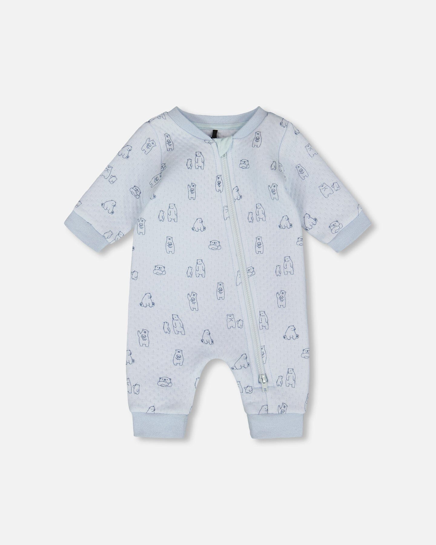 Organic Cotton One-Piece And Baby Romper Blue Bear Print-0