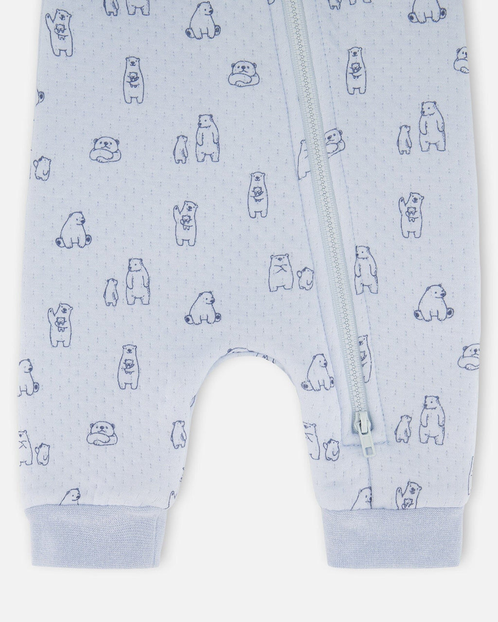 Organic Cotton One-Piece And Baby Romper Blue Bear Print-2