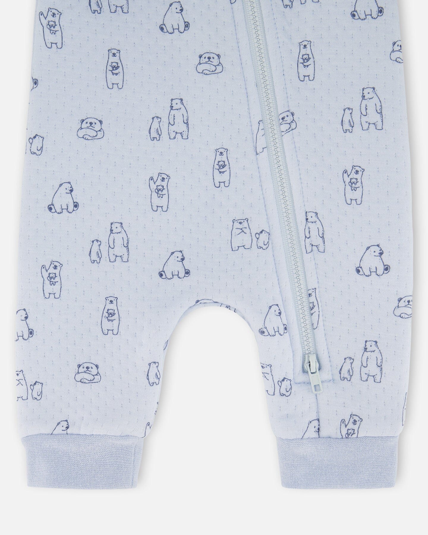 Organic Cotton One-Piece And Baby Romper Blue Bear Print-2